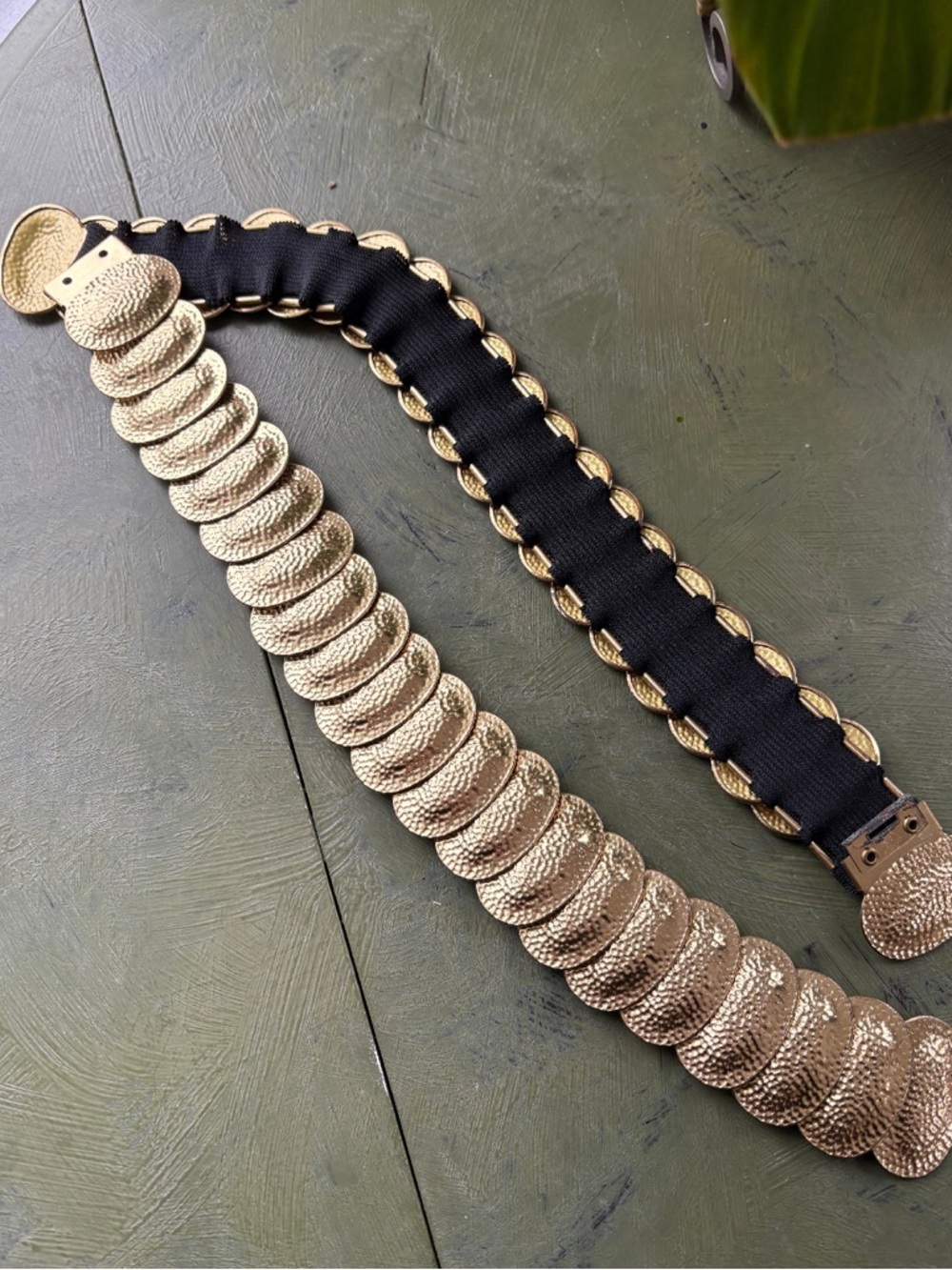 Gold Disc Link Elastic Waist Belt